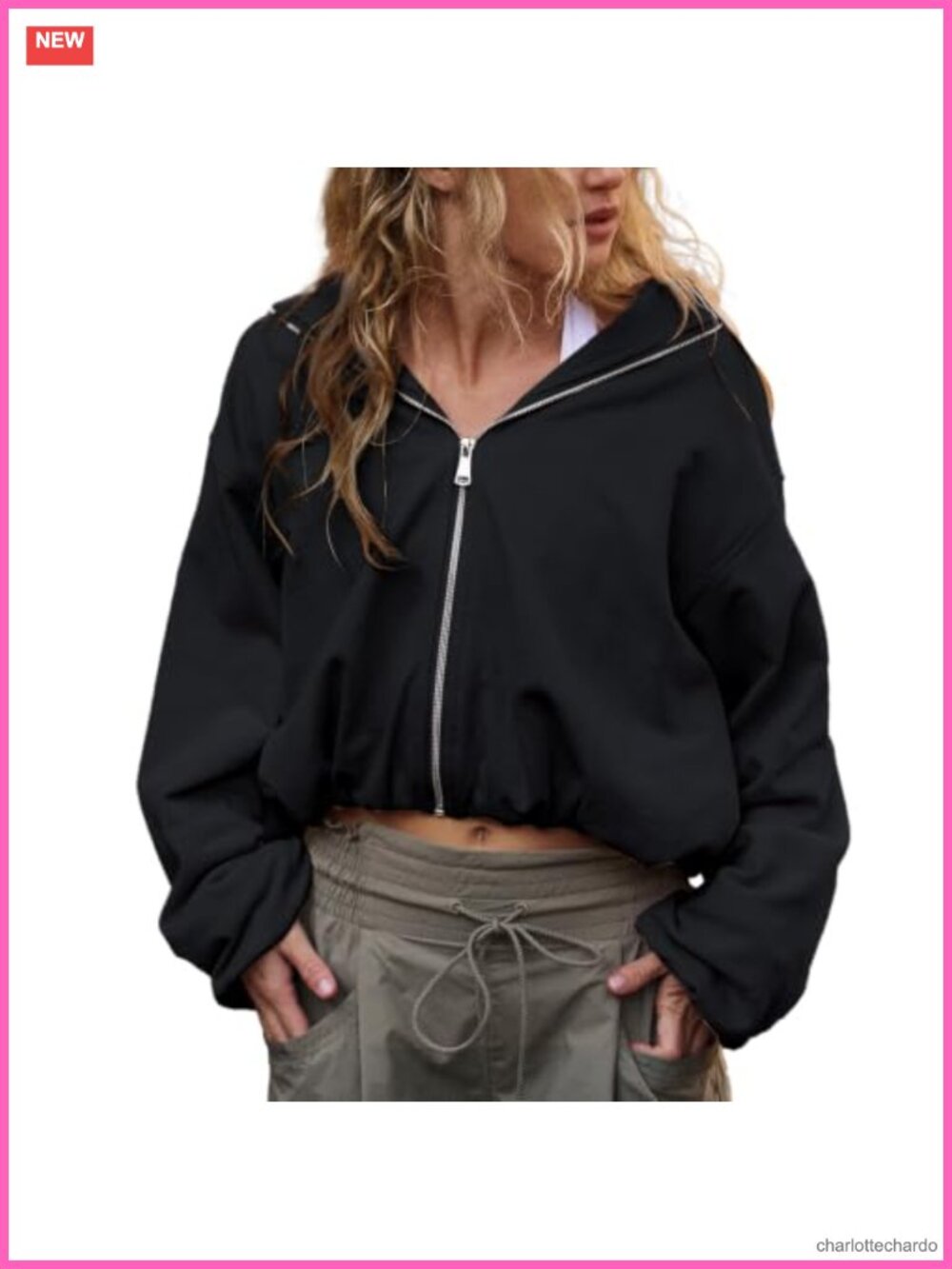 Womens Oversized Bubble Zip Up Hoodie Cropped Sweatshirt Y2K Fall Jacket